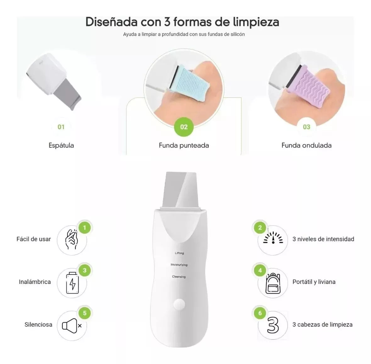 Paleta Facial Ultrasonica Exfoliante