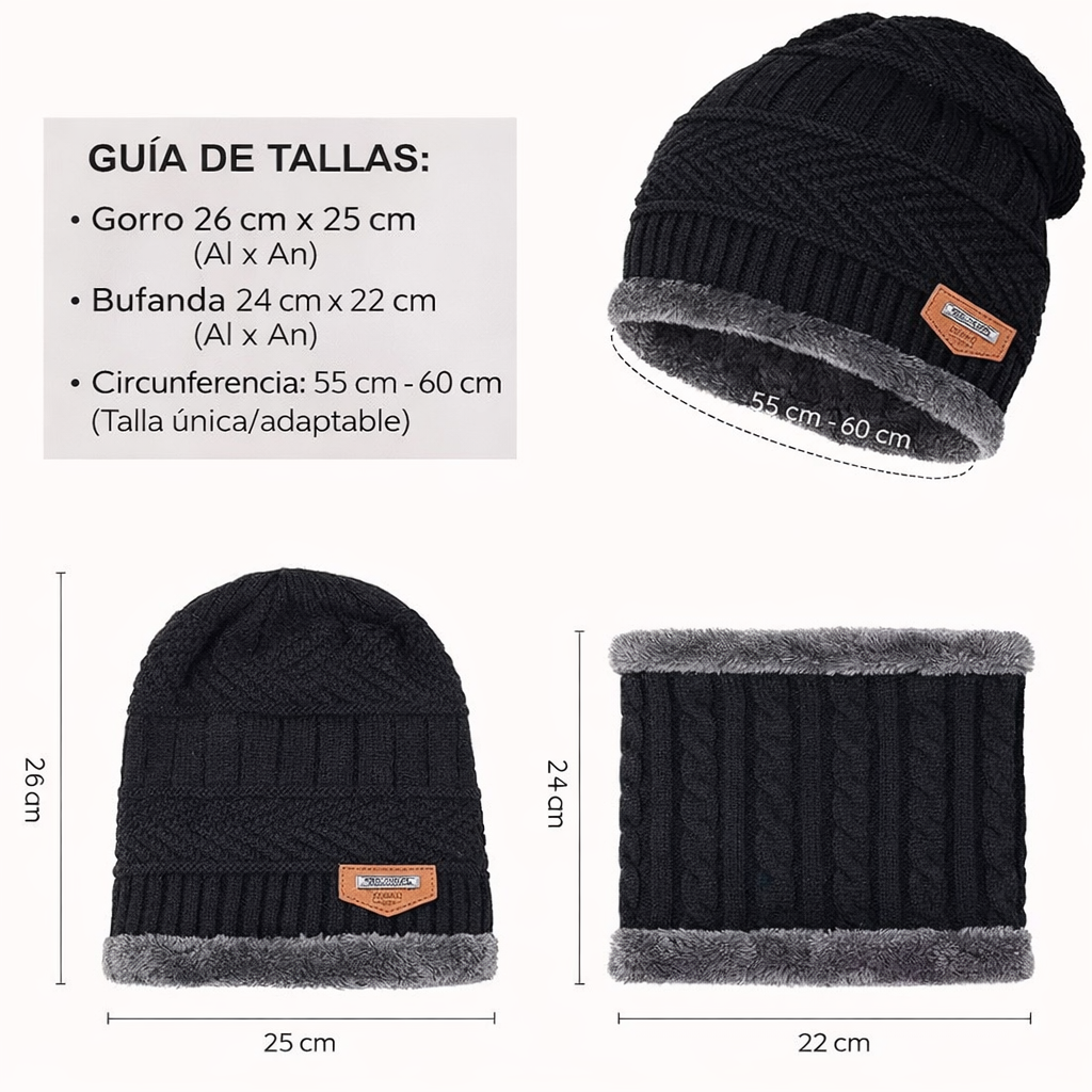Set Polar Pro Bufanda y Gorro Termico - Calor cómodo en segundos