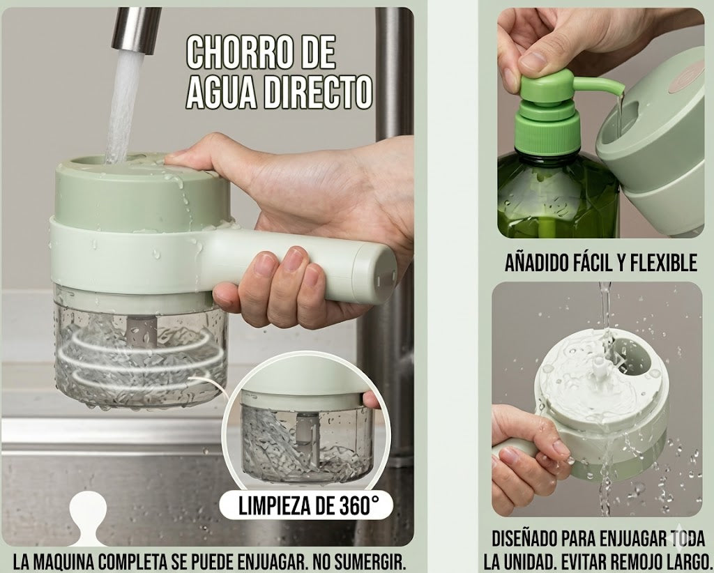Picador de verduras eléctrica portátil 4 en 1 multifunción