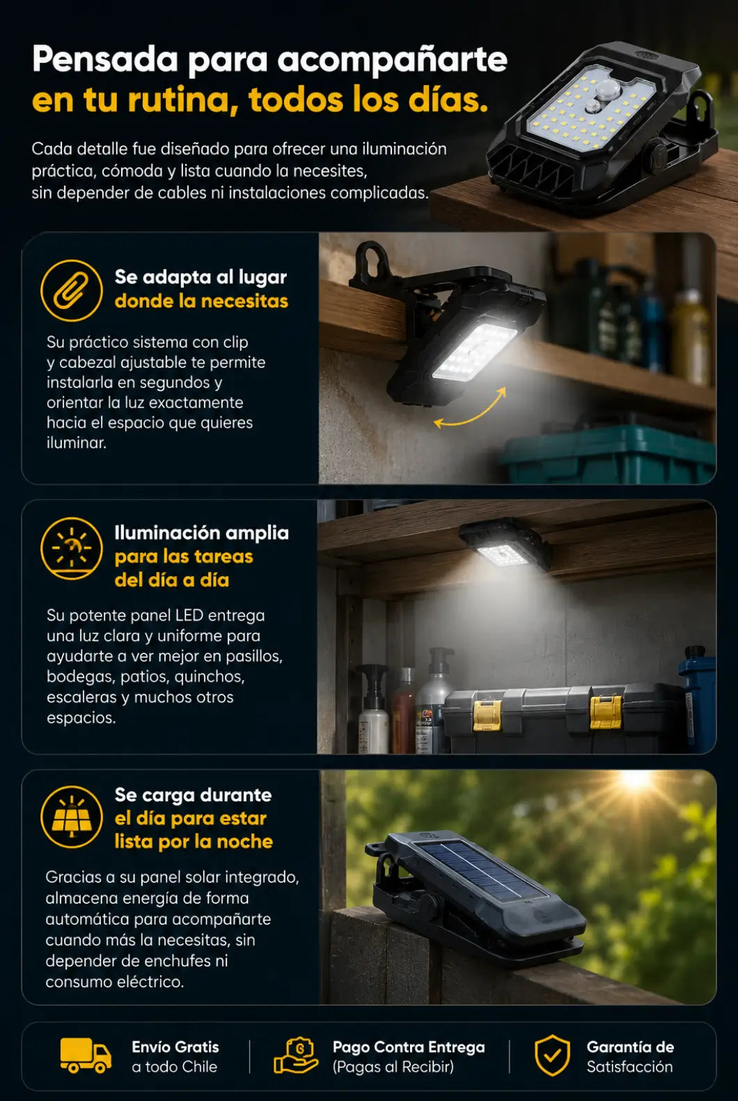 Lámpara Solar Inteligente con Clip YX-525