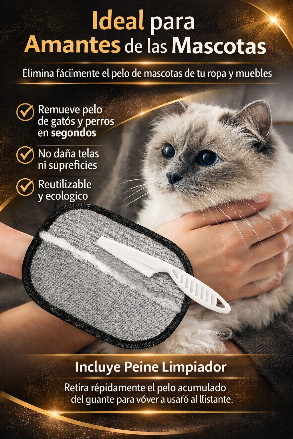 Guante Quíta Pelos Reutilizable 🐾