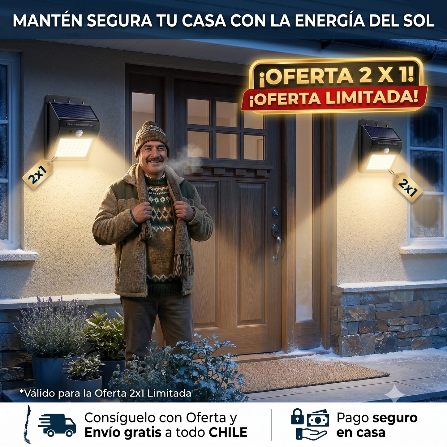 🔥 ¡OFERTA 2X1! 🔥 FOCO SOLAR CON SENSOR 💡 Iluminación gratis y sin cables ☀️❌ | 🇨🇱