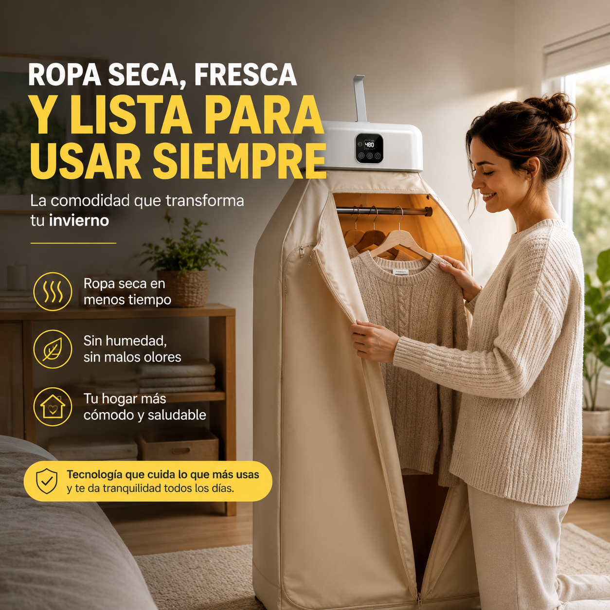 Secadora Portátil – Ropa seca en 50 minutos, sin sol y sin olor a humedad