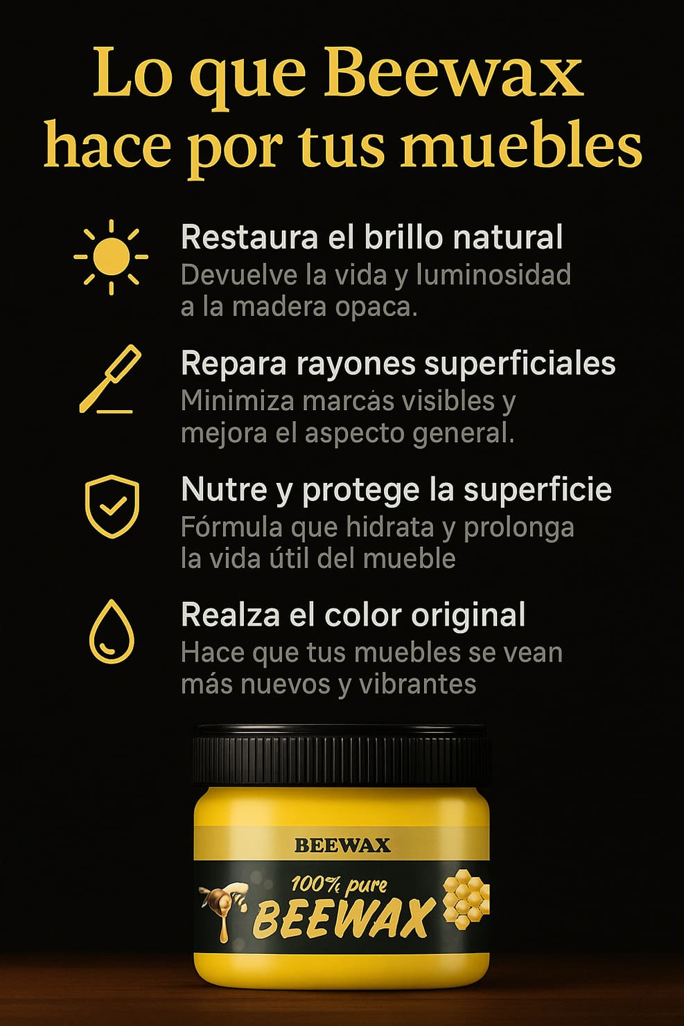 BEEWAX: CERA RESTAURADORA DE MADERA BENEFICIO DIRECTO A TU BOLSILLO