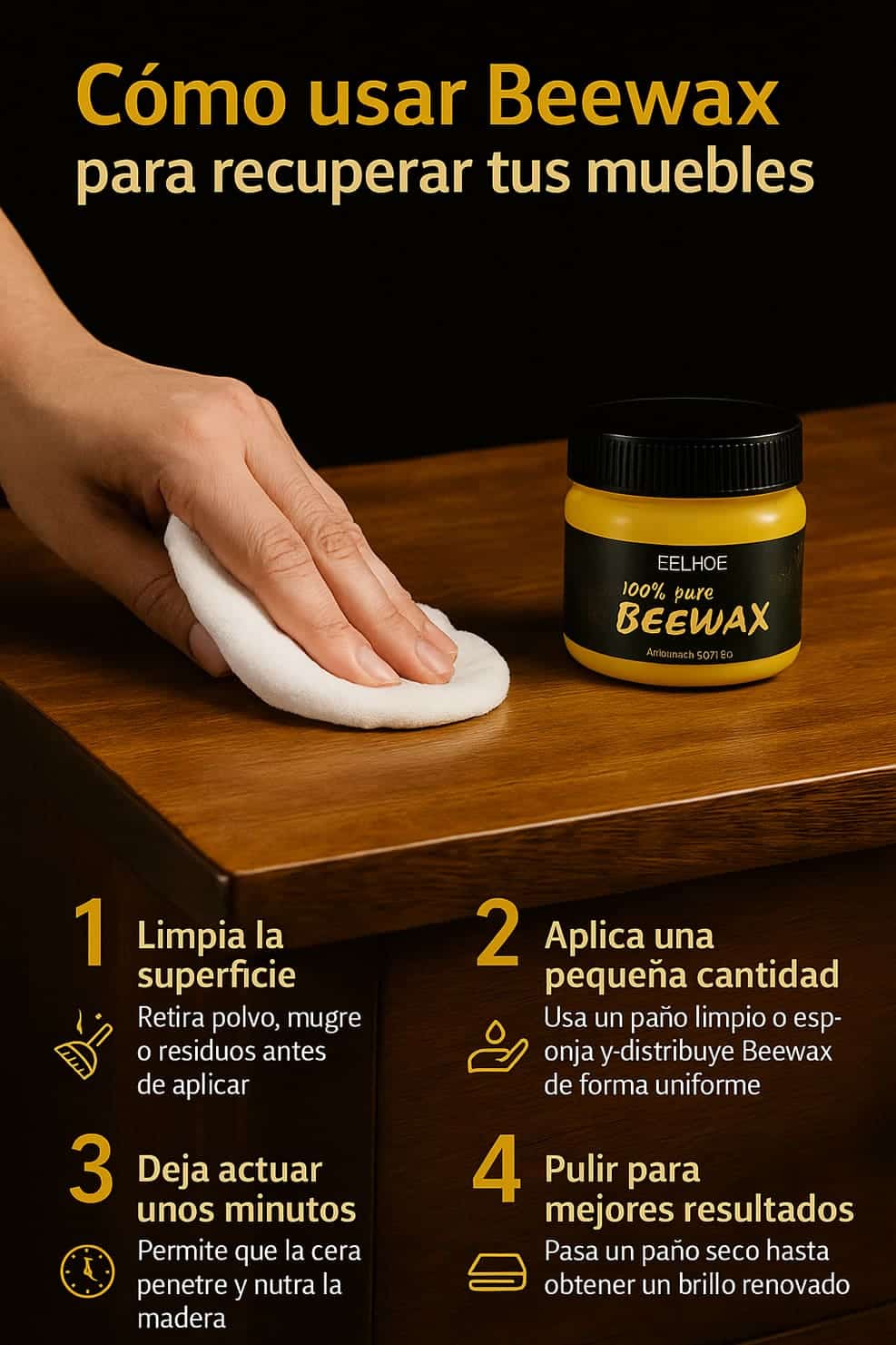 BEEWAX: CERA RESTAURADORA DE MADERA BENEFICIO DIRECTO A TU BOLSILLO